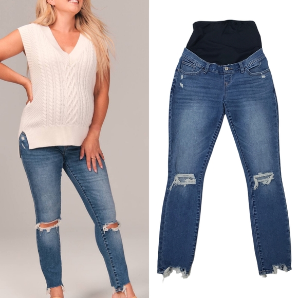 Abercrombie & Fitch Denim - ABERCROMBIE Maternity Super Skinny Ankle Jeans Signature Stretch Denim & Fitch